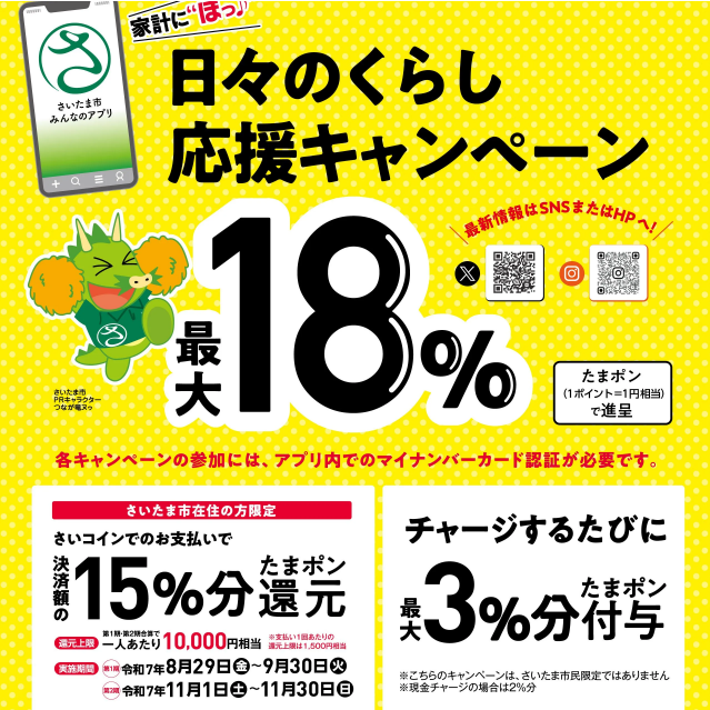 【浦和美園】さいコインご利用で最大18%還元!家計に